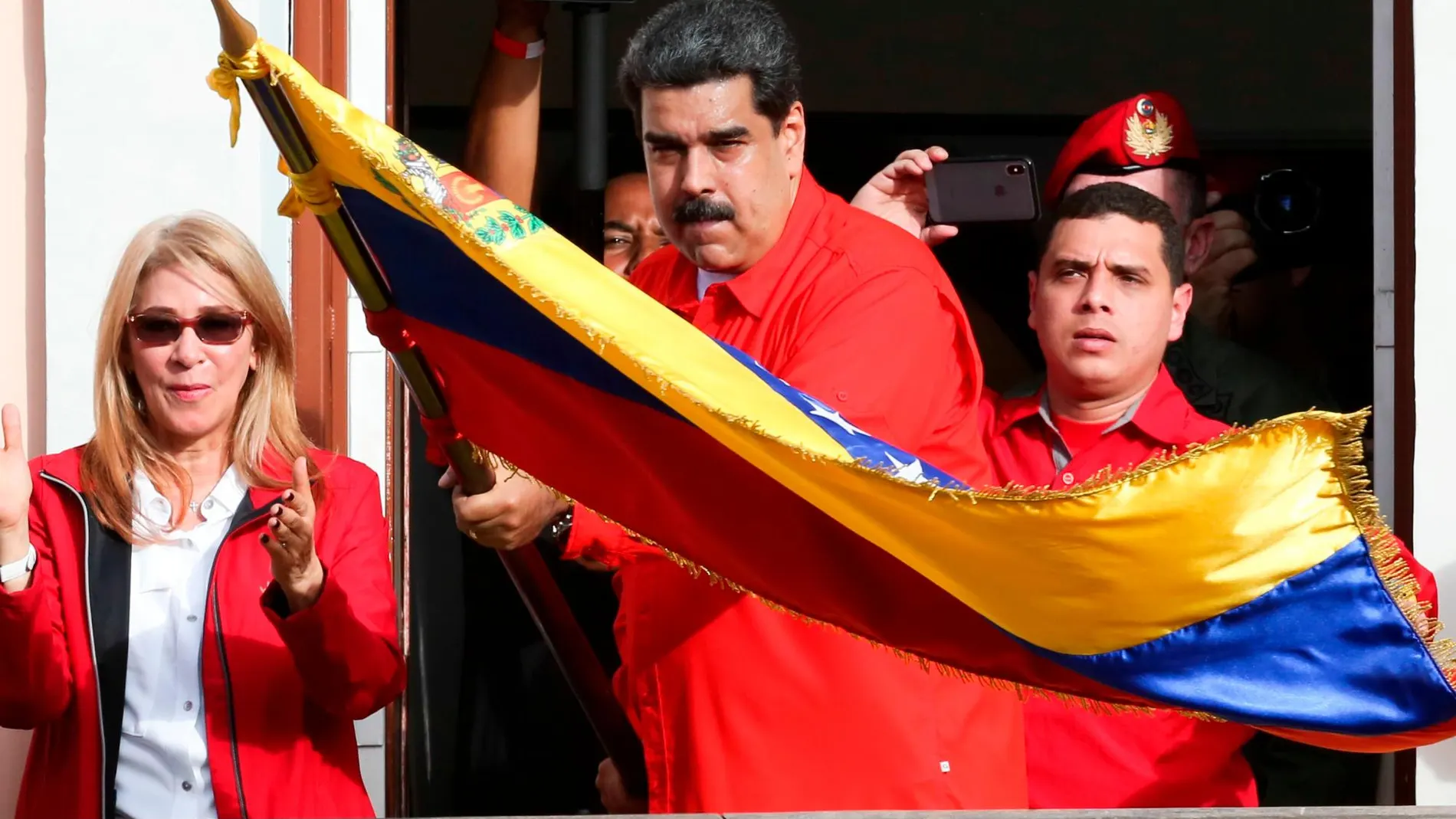 Nicolás Maduro ayer tras la delcaración de Guaidó