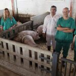 El doctor Juan Carlos Izpisua (segundo por la derecha), junto a su equipo de investigadores científicos de la UCAM