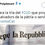 Tuit del ex president donde compara a Rajoy con Primo de Rivera