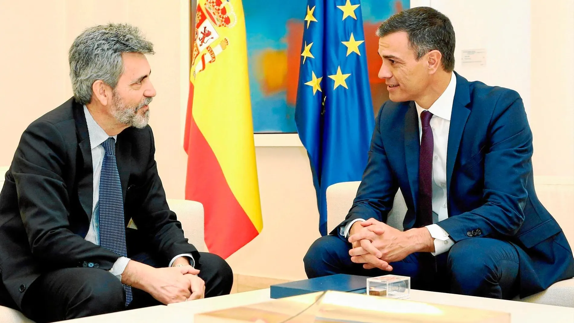 Carlos Lesmes y Pedro Sánchez en Moncloa