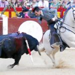 Manuel Manzanares colocando una banderilla corta, ayer, en Alicante