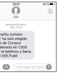 Texto de la estafa telefónica con el supuesto carro de la compra