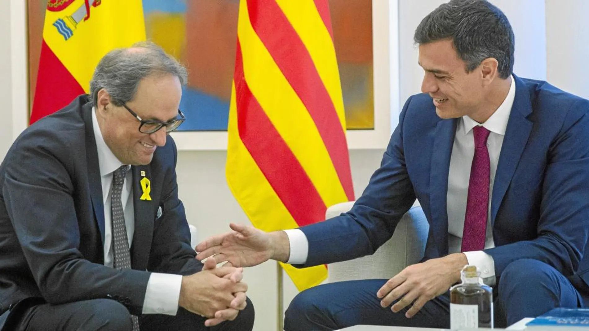 El presidente del Gobierno, Pedro Sánchez, y el de la Generalitat, Quim Torra, durante su reunión en Moncloa el pasado 9 de julio / Efe