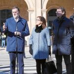 Mariano Rajoy junto a la delegada del Gobierno de España, María José Salgueiro, el vicesecretario de organización del PP, Fernando Martínez-Maillo y el secretario general en la Región, Alfonso Fernández Mañueco, entre otras autoridades