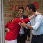 Los candidatos a liderar el PSOE, Susana Díaz, Pedro Sánchez y Patxi López