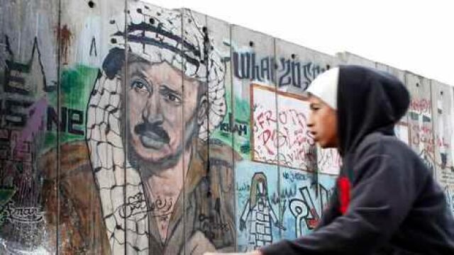 Un dibujo de Arafat, esta semana en Ramala