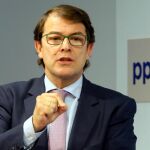El presidente del Partido Popular de Castilla y León, Alfonso Fernández Mañueco, durante su intervención en el Comité Ejecutivo Autonómico