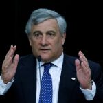 El presidente del Parlamento Europeo Antonio Tajani habla hoy durante la cumbre de la UE en Bruselas.