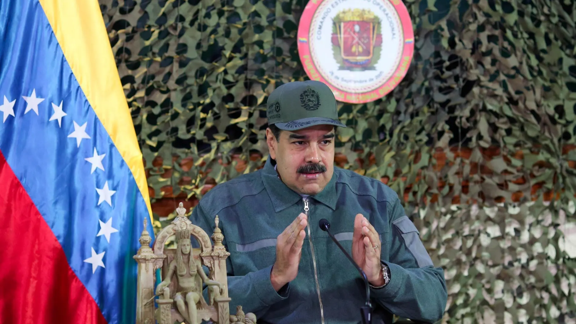 Nicolás Maduro, en una reunión en el marco de los preparativos del Bicentenario del Congreso De Angostura y el Ejercicio Militar