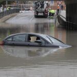 Imagen de una carretera inundada tras el temporal que afectó al Levante español