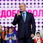 El presidente ruso, Vladimir Putin, en un acto hoy en Moscú