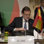 El Presidente del Gobierno, Mariano Rajoy, durante la cumbre de migración celebrada en Malta
