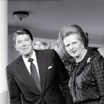 Socios: 1982 Ronald Reagan y Thatcher en EE UU