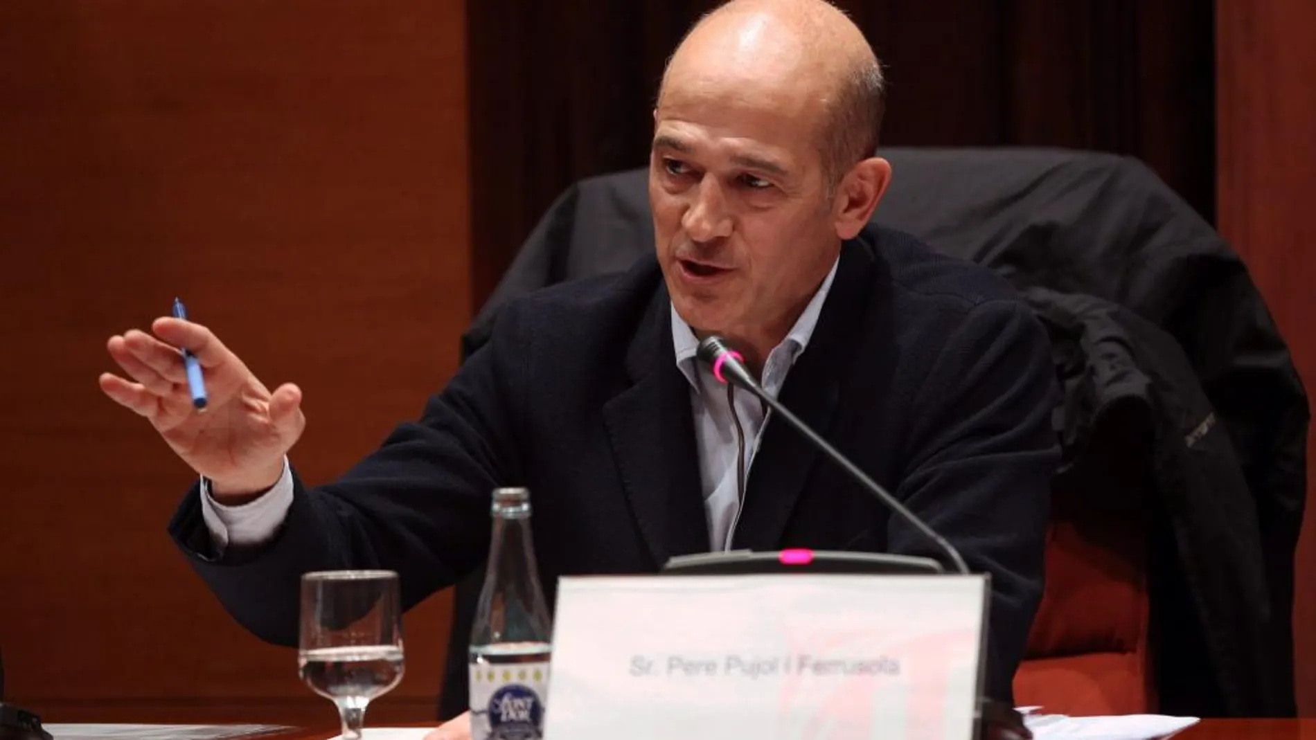 Pere Pujol, hijo del expresidente de la Generalitat, Jordi Pujol, en su comparecencia en la comisión sobre fraude fiscal que se está celebrando esta tarde en el Parlament de Cataluña.