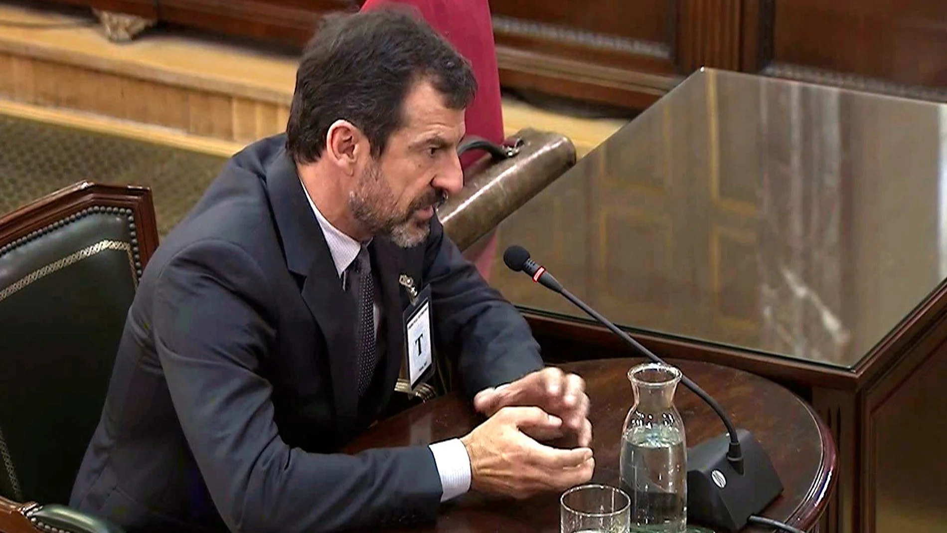 El comisario de los Mossos d'Esquadra Ferran López, durante una nueva sesión del juicio a la cúpula del "procés", este miércoles