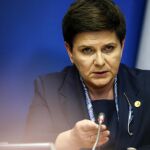 La primera ministra polaca, Beata Szydlo, durante una rueda de prensa tras la cumbre de primavera de la Unión Europea