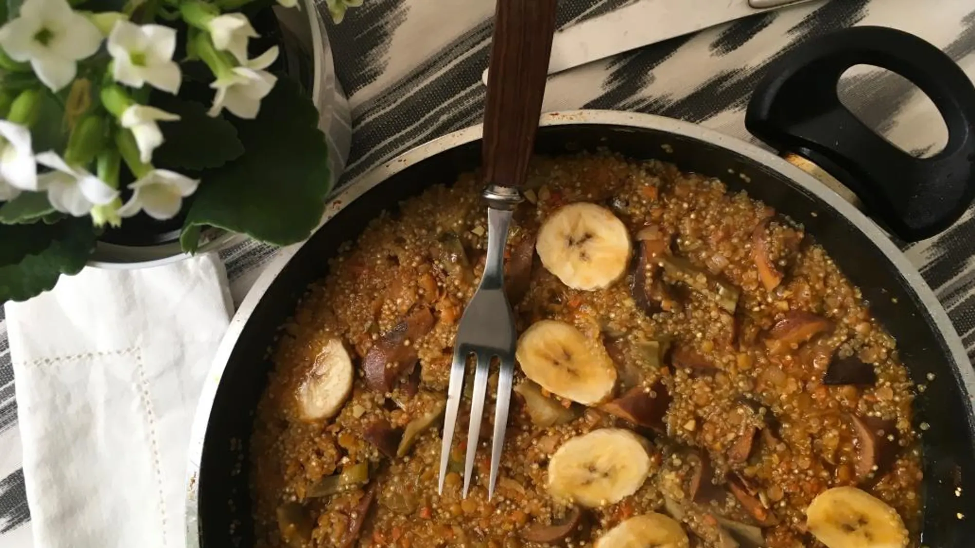 Quinoa con verduras y plátano