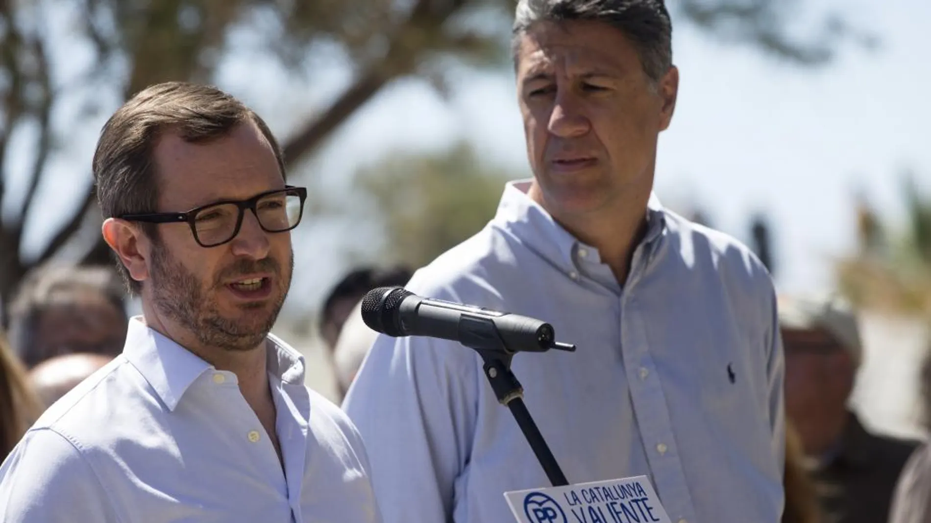 El vicesecretario de sectorial del PP, Javier Maroto , y el presidente del PPC, Xavier García Albiol, dan el pistoletazo de salida oficial de la campaña "La Cataluña valiente"