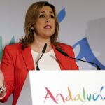 La presidenta de Andalucía, Susana Díaz, durante su intervención en la 36 edición de la feria internacional de turismo Fitur 2016.