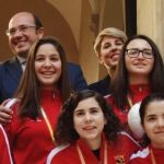 El presidente, Pedro Antonio Sánchez, en la recepción de la selección murciana femenina sub-17, ayer