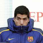 Suárez, en el banquillo del Camp Nou en el partido contra el Getafe