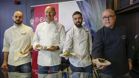 Felix Herrero, Paco Quirós, Diego Gavira y Ricardo Sanz, ayer en el Club Cámara Madrid, tras elaborar sus tapas