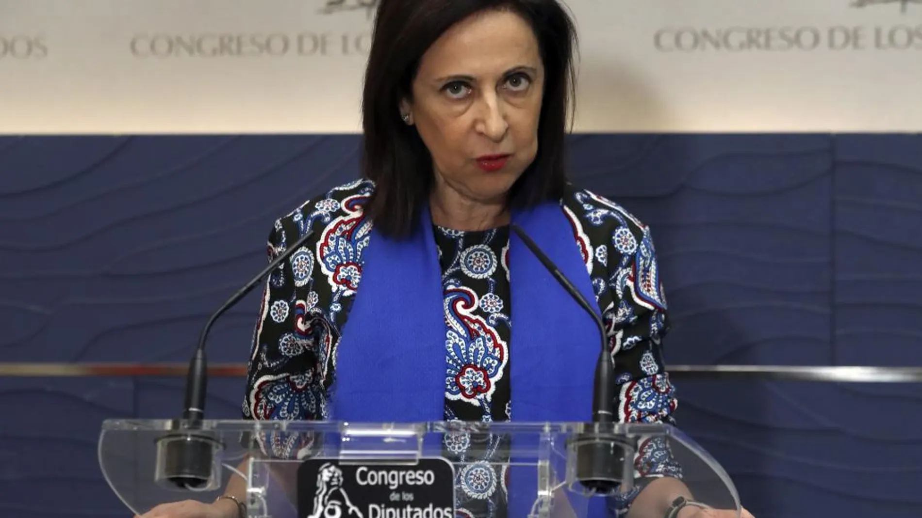La portavoz socialista, Margarita Robles, durante la rueda de prensa posterior a la reunión de la Junta de Portavoces /Efe