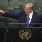 El primer ministro de Israel, Benjamin Netanyahu, interviene en la 70 Asamblea General de las Naciones Unidas hoy 1 de octubre de 2015.