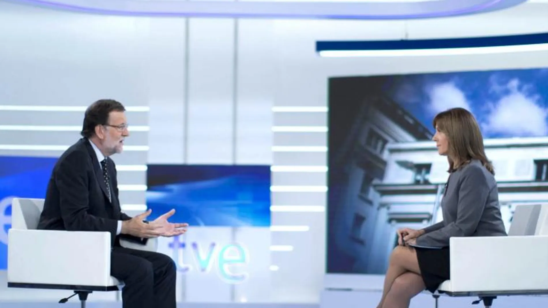 Mariano Rajoy durante la entrevista en TVE, en Madrid