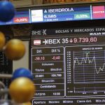 El indicador del IBEX 35, esta mañana.