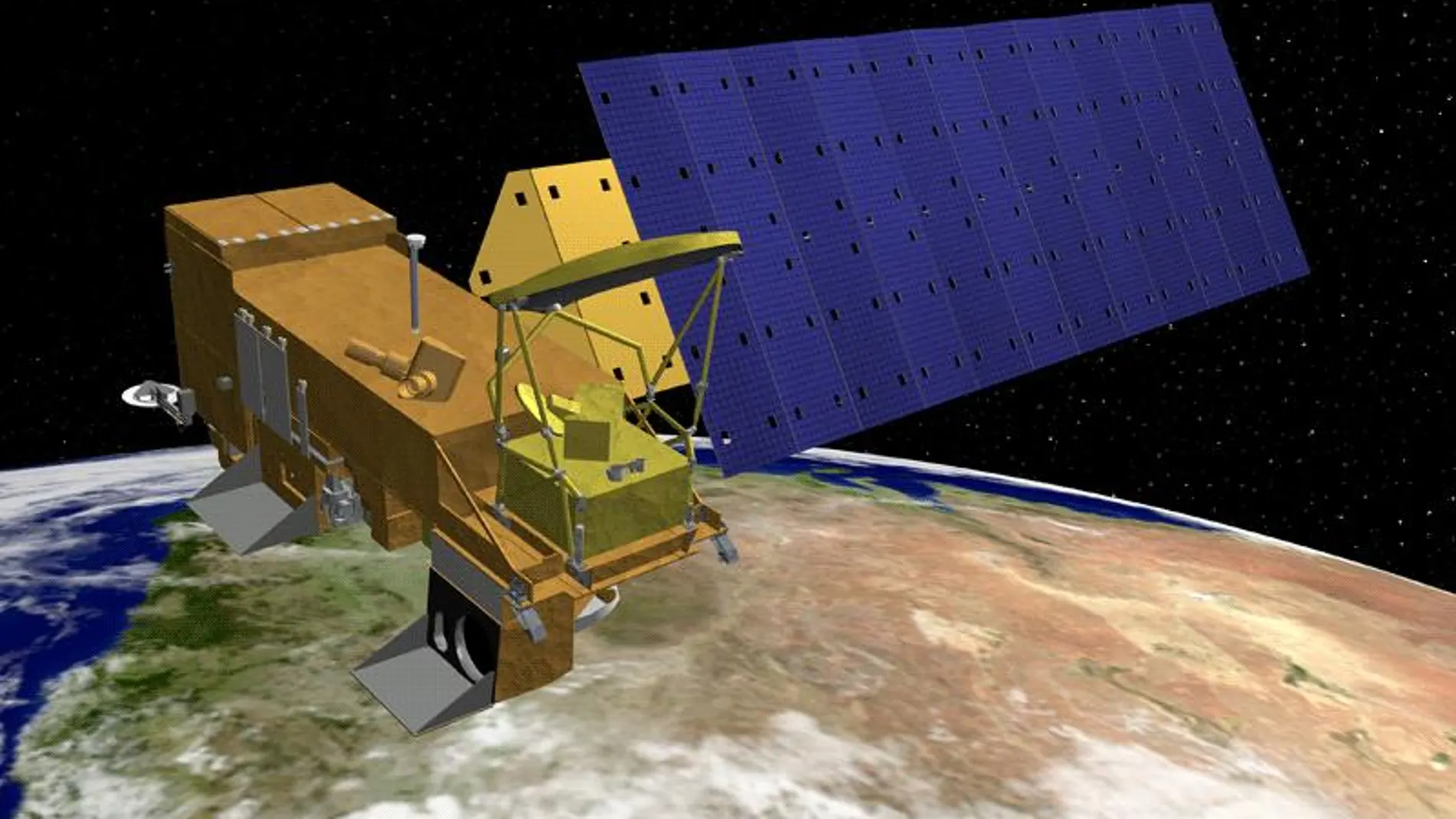 El satélite Aqua, en una recreación de la NASA