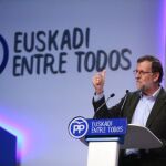 Mariano Rajoy, hoy, en su intervención en el Congreso del PP vasco