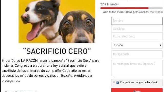#sacrificiocero: Ya tenemos más de 15.000 firmas