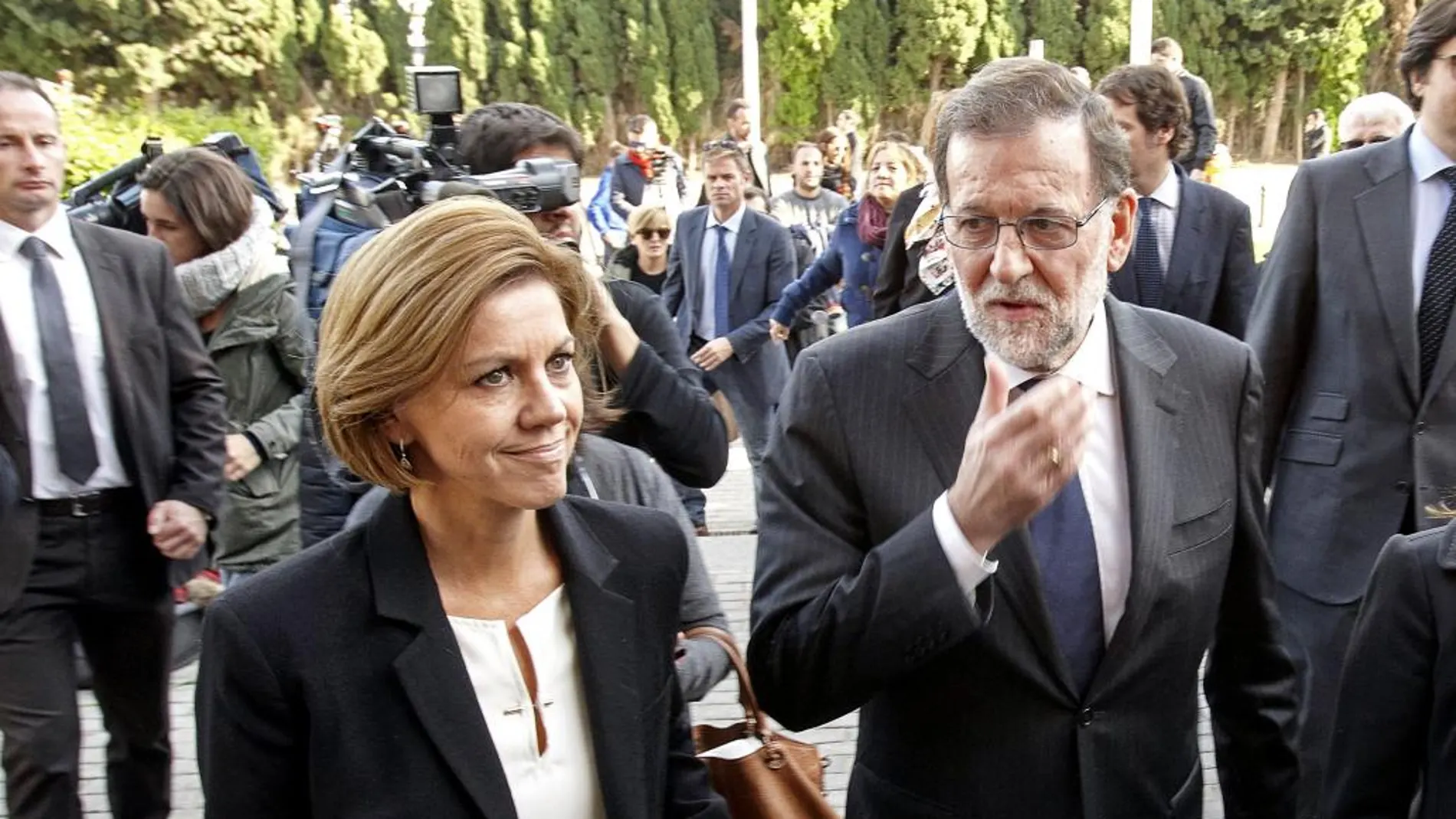 Rajoy y Cospedal a la llegada al funeral ayer en Valencia