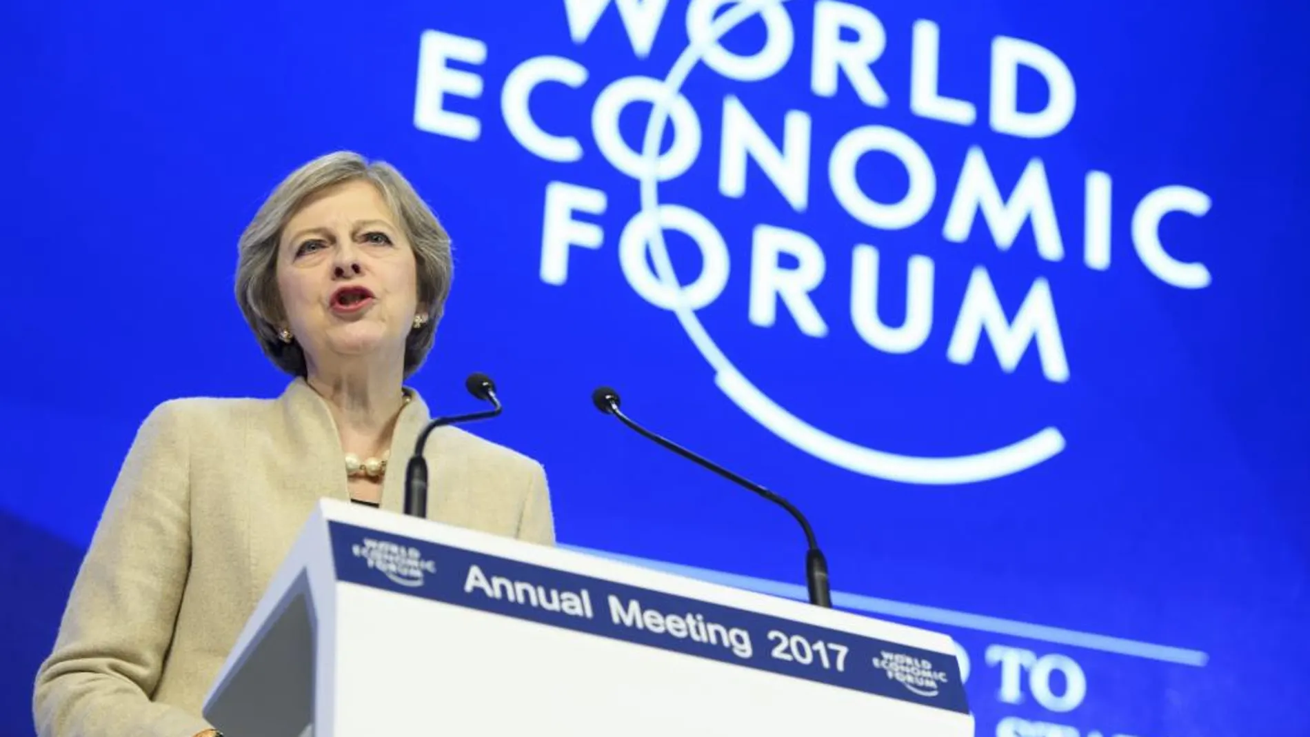 La primera ministra británica, Theresa May, en el Foro Económico Mundial de Davos.