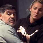 Diego Maradona junto a su novia Rocío Oliva en el hotel de Madrid donde se hospeda