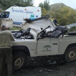 La imagen muestra el estado en el que quedó el vehículo que conducía una agente siniestrado en Nacimiento, Almería (Foto: Ep)