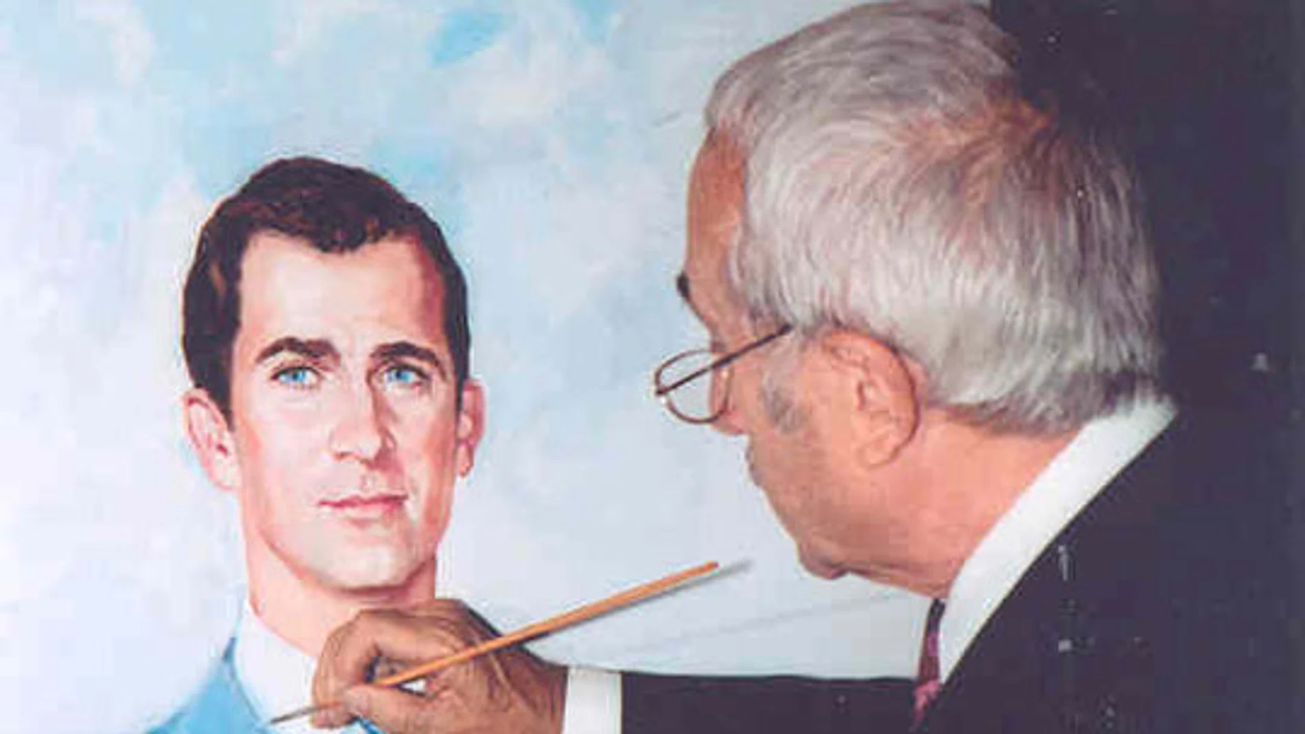 José María Falgas pintando un retrato de SM el Rey Felipe