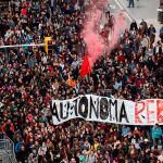 Los estudiantes en la Diagonal/foto Reuters