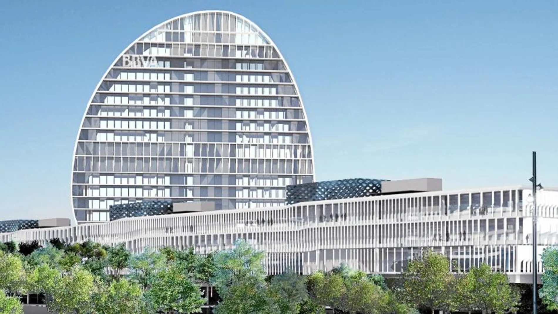 La nueva sede de la entidad bancaria tendrá una superficie total de 114.000 metros cuadrados y siete edificios bajos además de una torre de forma elíptica
