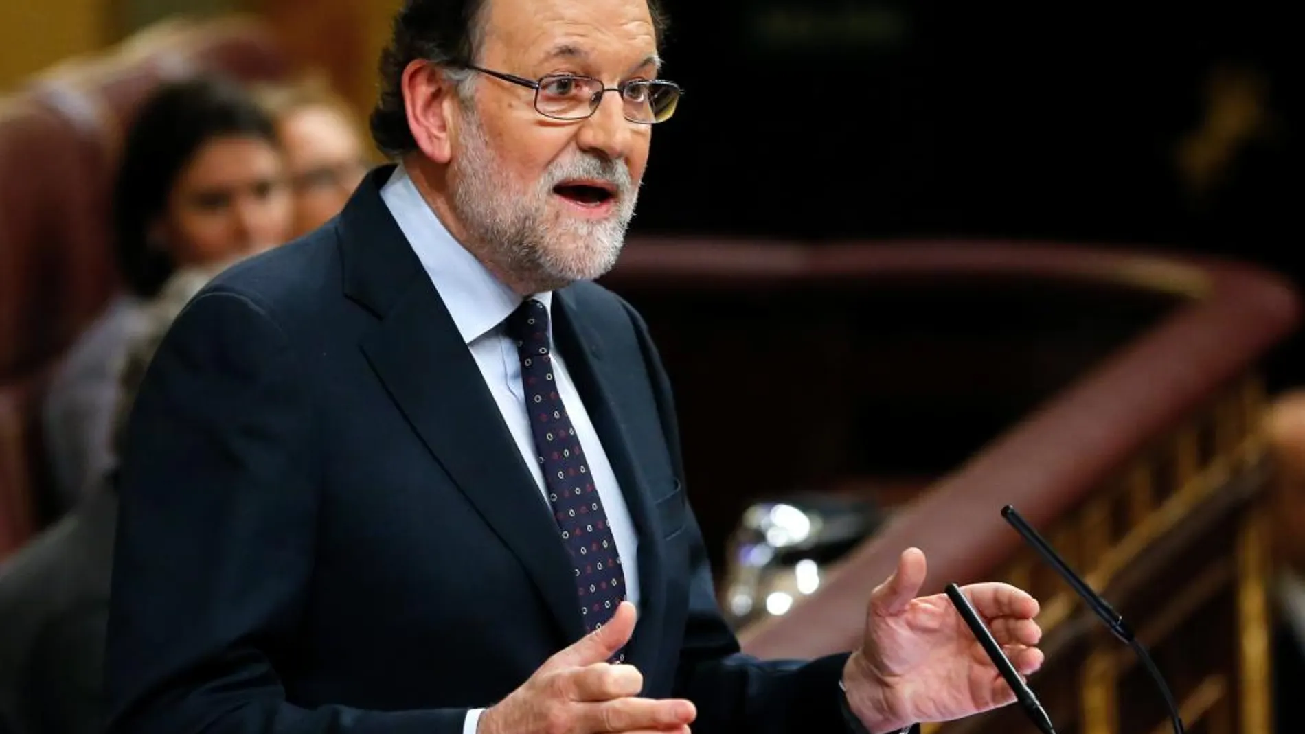 El presidente del Gobierno en funciones, Mariano Rajoy, durante su intervención en la sesión plenaria