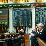 Paneles informativos de la Bolsa de Madrid