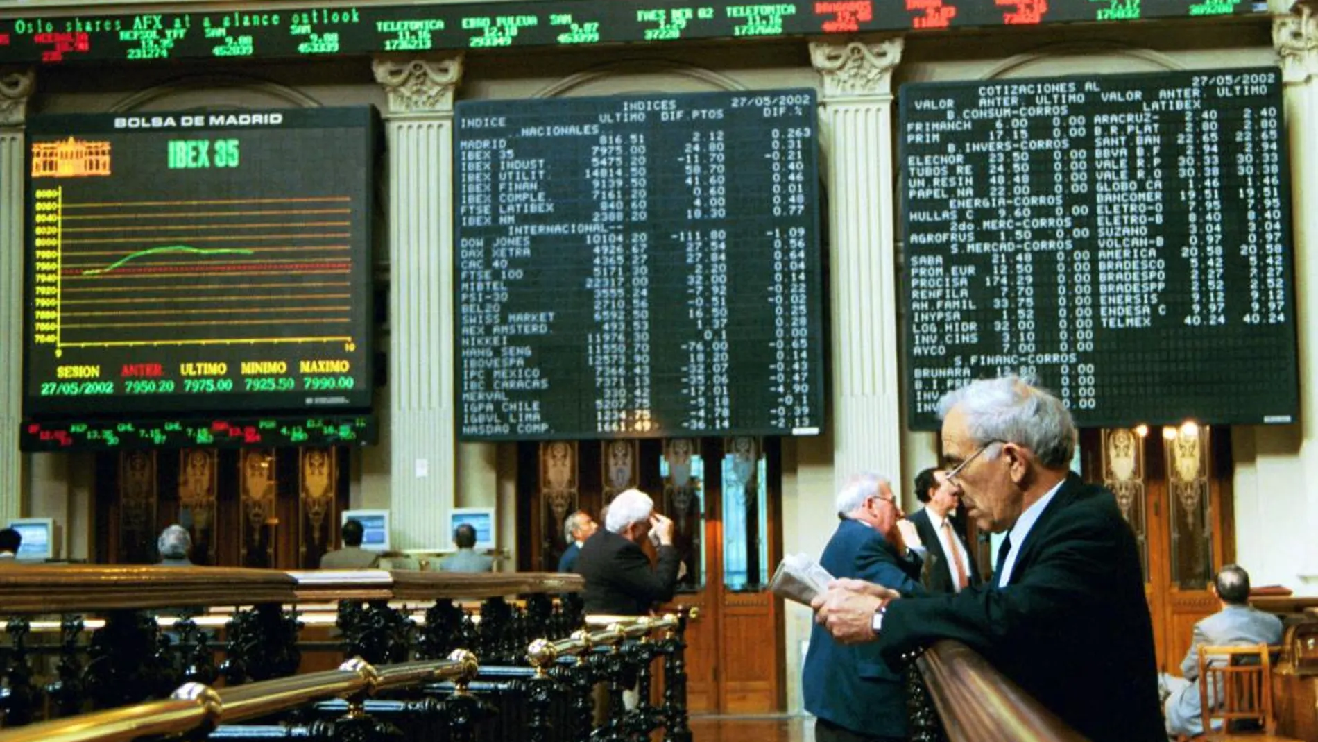 Paneles informativos de la Bolsa de Madrid
