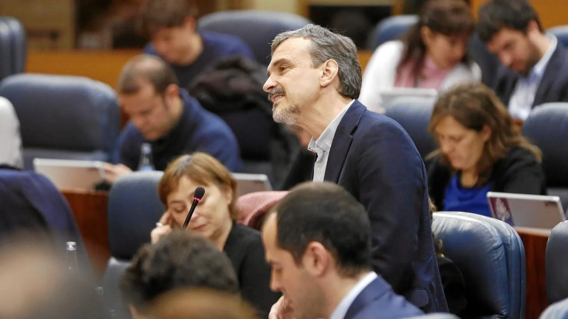José Manuel López, portavoz de Podemos, en la Asamblea de Madrid