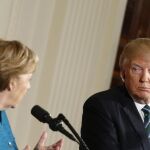 El presidente de EE UU, Donald Trump, y la canciller alemana, Angela Merkel