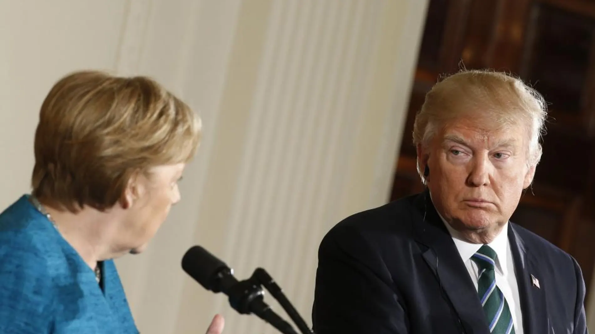 El presidente de EE UU, Donald Trump, y la canciller alemana, Angela Merkel