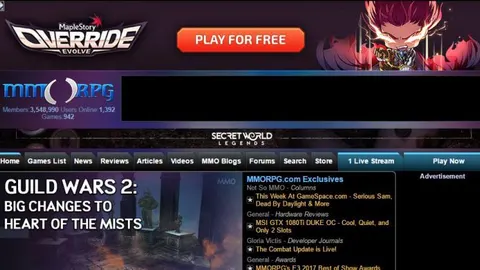 Una página de juegos de rol online