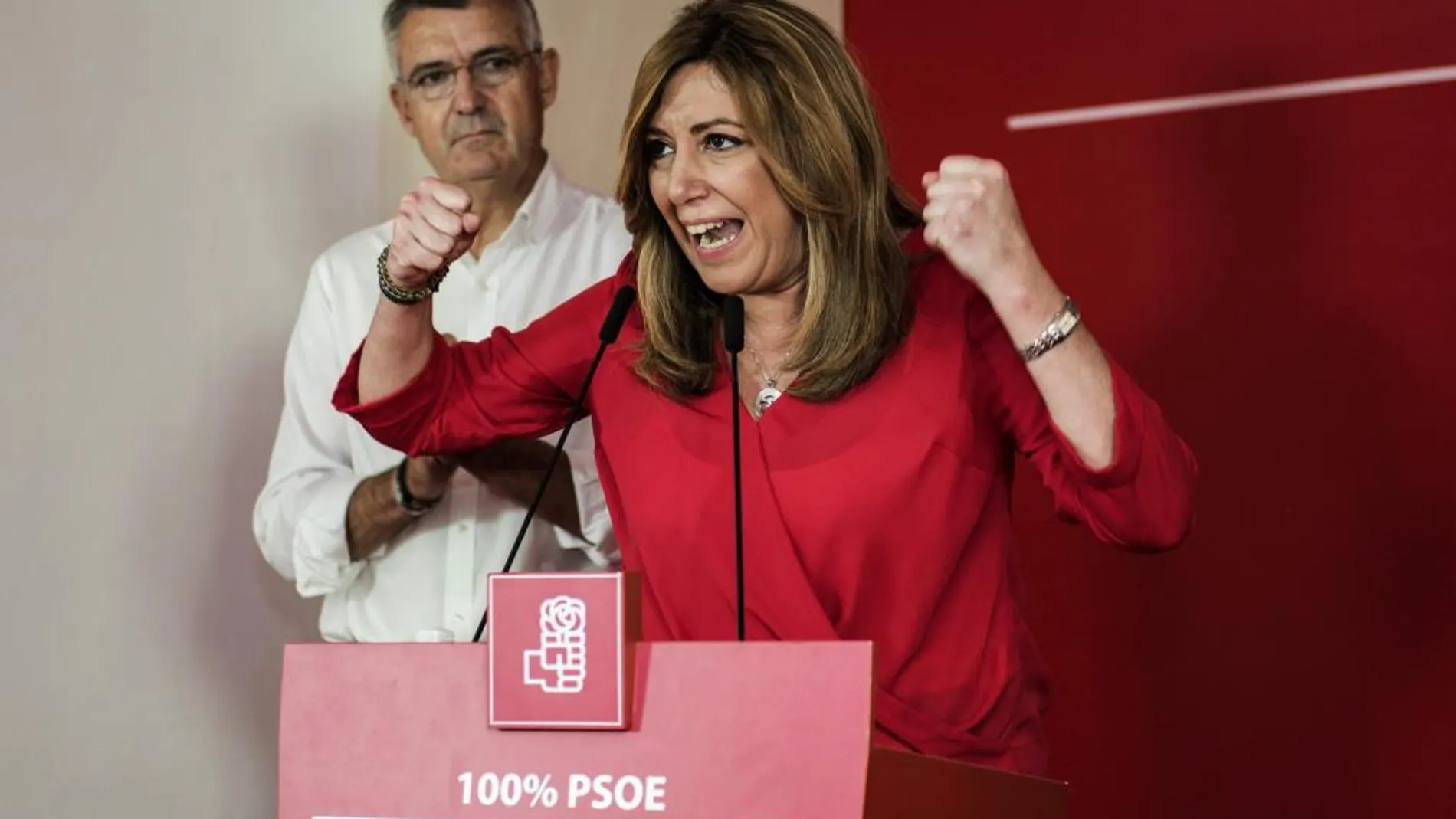 Susana Díaz, durante su intervención en un acto en el ultimo día de campaña en la localidad extremeña de Trujillo