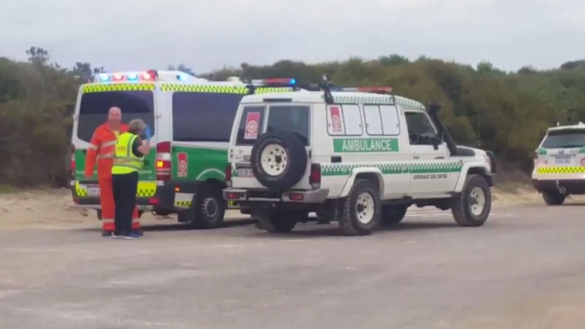 Imagen de la ambulancia en la que la víctima fue trasladada al hospital de Esperance