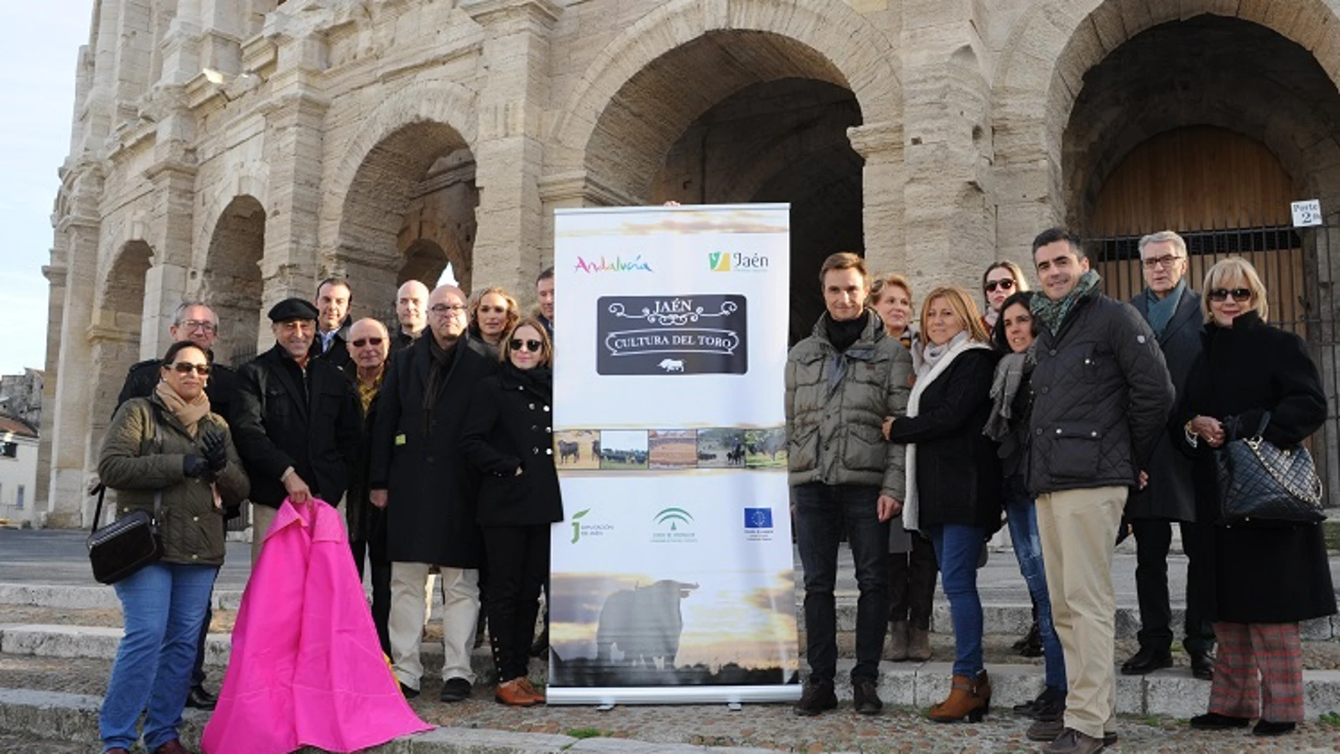 Imagen de la presentación de «Jaén, cultura del toro» en el Coliseo Romano de Arles (Francia)